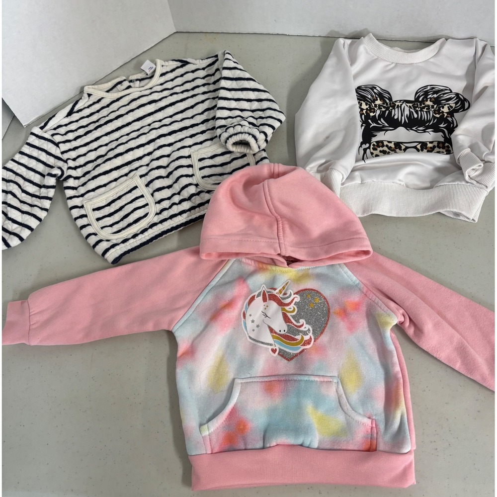 Old Navy Real Love Toddler Girl 3 Piece Top Bundle Unicorn Stripe Size 12-18M 90